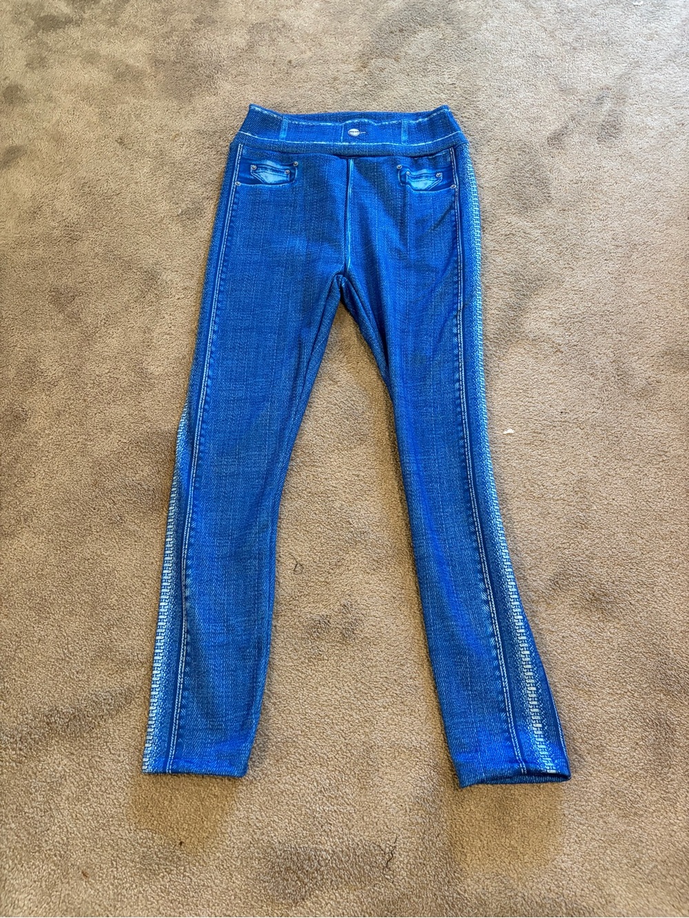 Women's Blue Pull-On Jeggings with Side Stitch Detail